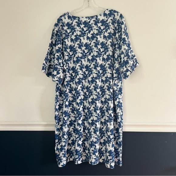 Chicos Tunic Tshirt Dress Blue White Cotton Blend Short Sleeve Pullover 4 XXL - Picture 5 of 6